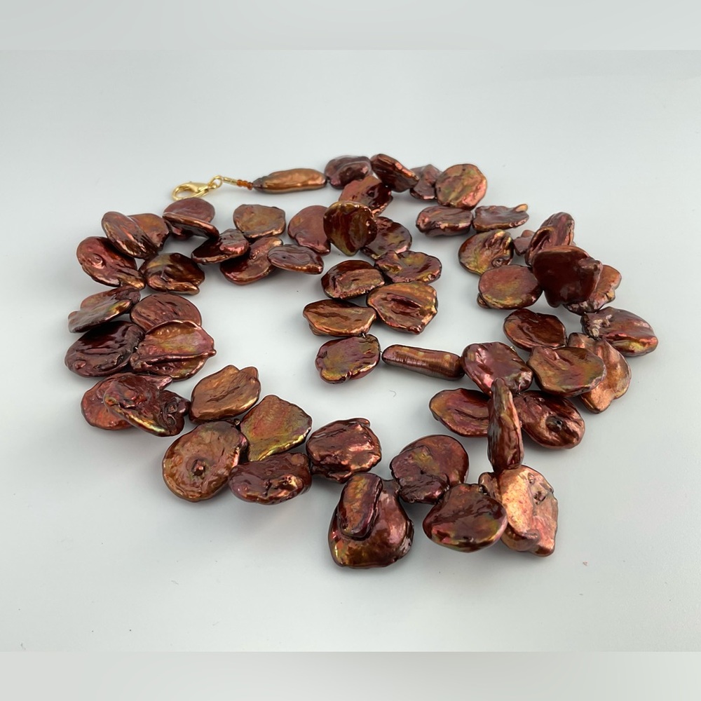 Host Pick!❤️Copper Keishi Pearls Necklace, Handmade, 19.5" Long - Picture 5 of 9